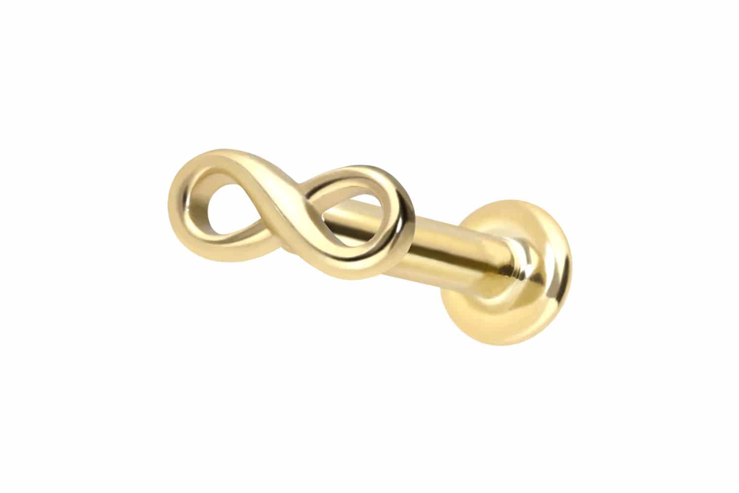 14 Karat Gold Labret Piercing mit Innengewinde UNENDLICHKEIT